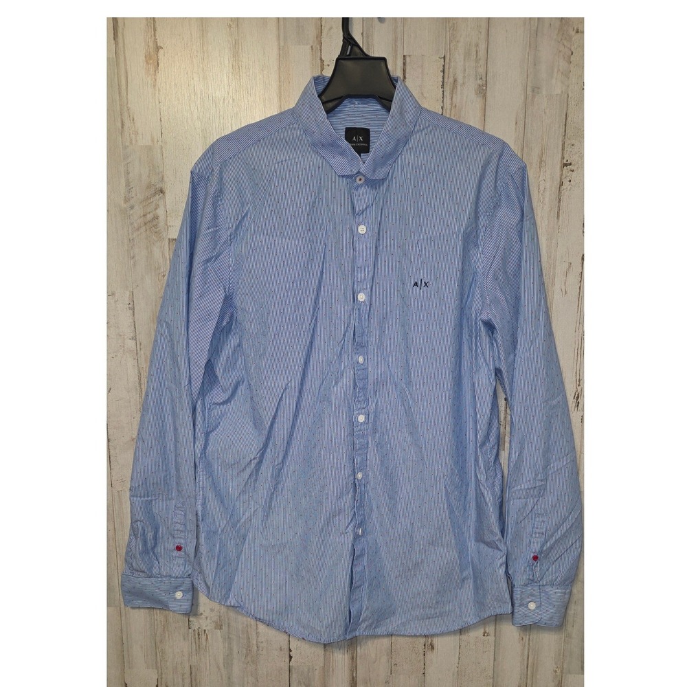 EUC Armani Exchange A/X men XL Button Dress Pinstripe Shirt Long sleeve